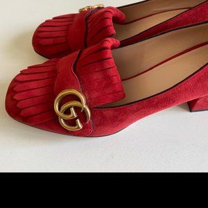 Gucci Red Suede Loafers